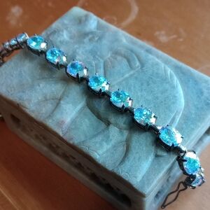 Elegant Aurora Borealis CZ Sterling Bracelet